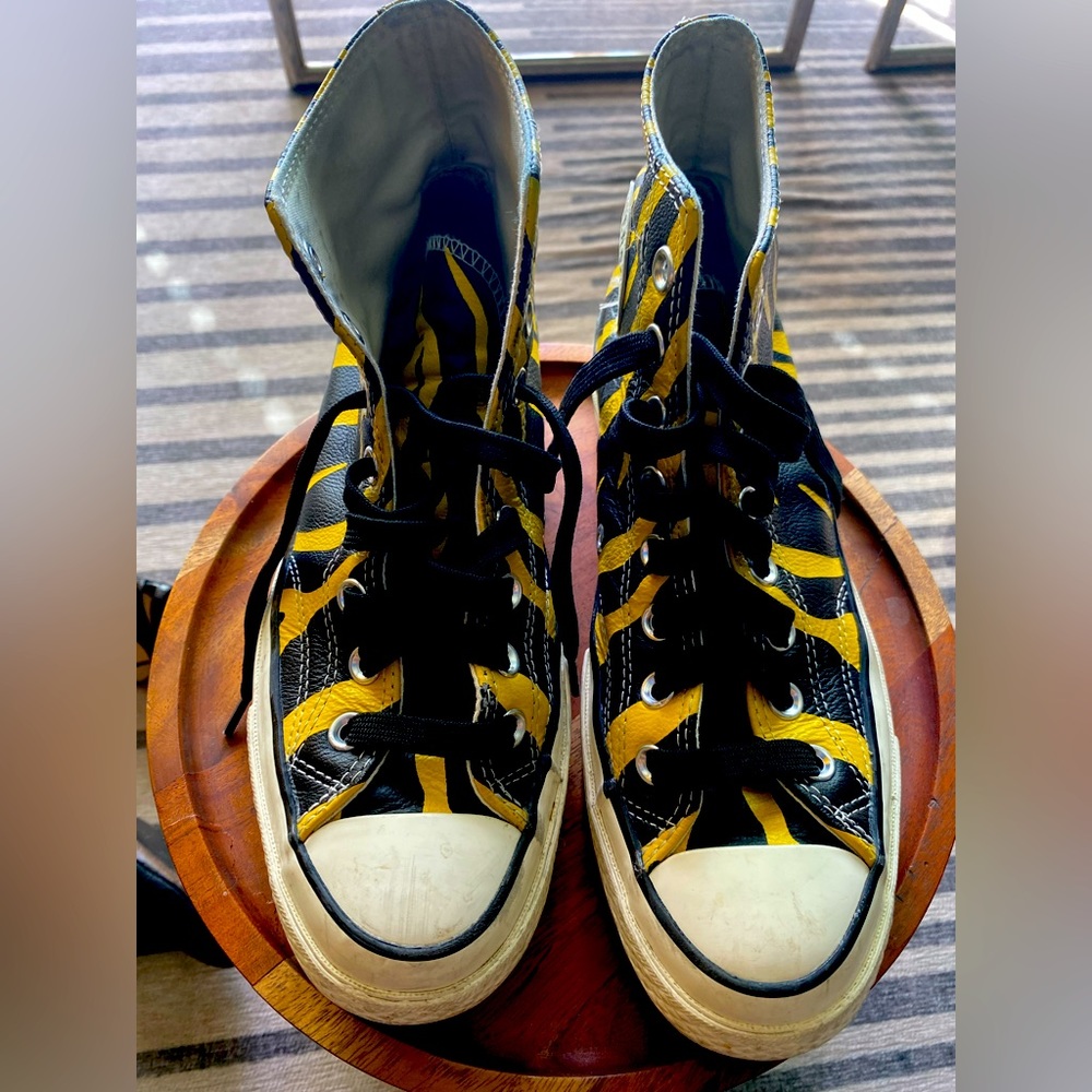 Leather tiger print converse